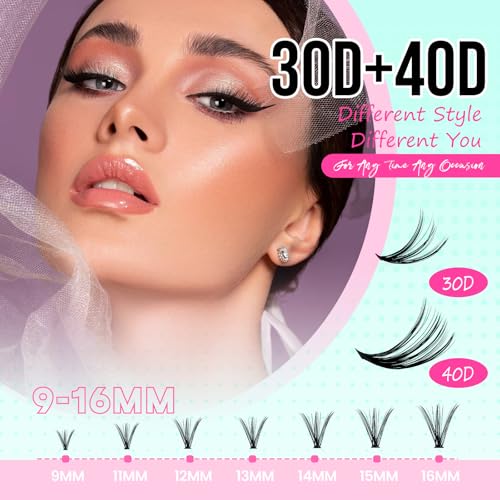 FADVAN Lash Clusters 280pcs DIY Eyelash Extensions Kit 9-16mm