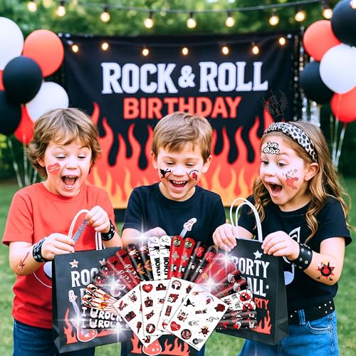 72-Pc Rock and Roll Party Favors Set with Tattoos & Slap Bracelets