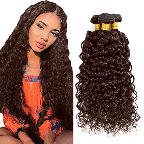 Brazilian Virgin Water Wave Hair Bundles - Dark Brown #4, 8-34 Inch