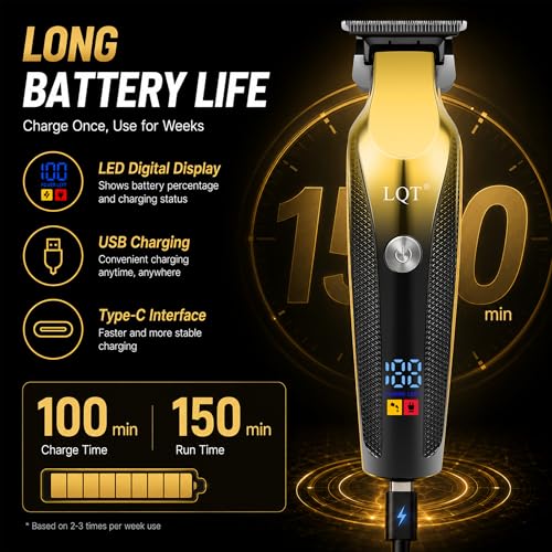 LQT-128 Cordless Beard Trimmer for Men with LED Display
