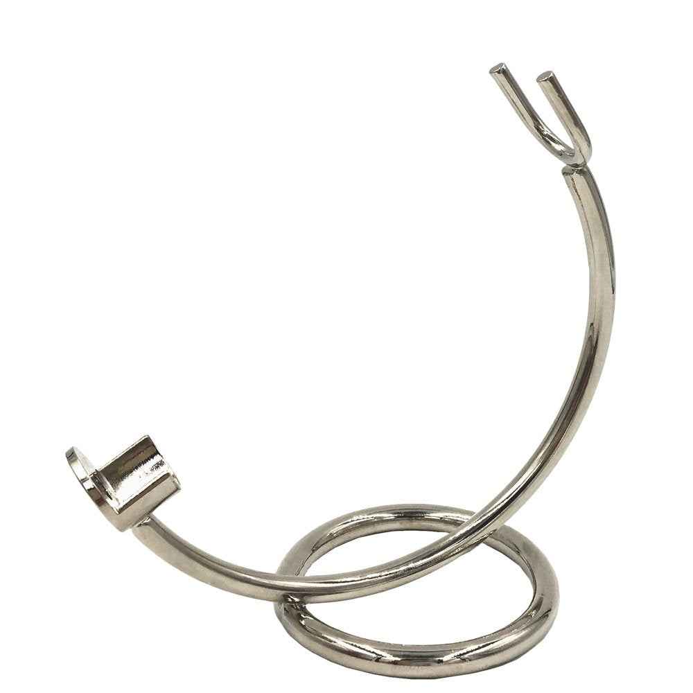 Super Safety Razors, Curved Chrome Razor Stand – All-Metal Chrome-Plated Holder for Safety Razors with Handle Length 80 mm & Up – Sleek Finish & Sturdy Design