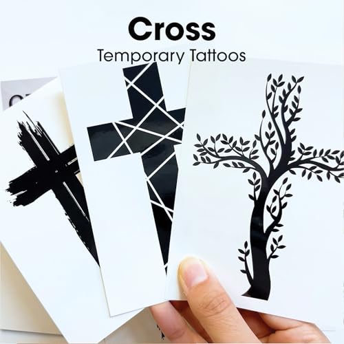 Modern Cross Temporary Tattoos / 3 Styles/Pack of 9 / Skin Safe/Removable
