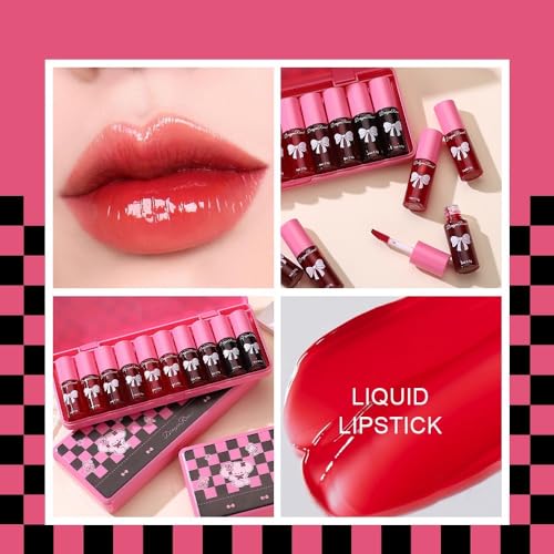10-Color Liquid Lip & Cheek Tint Set - Long-Lasting Hydrating