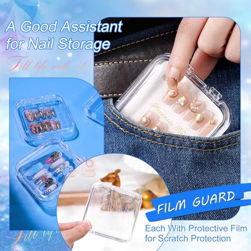 16 Pcs Acrylic Press On Nail Storage Boxes with Double Sided Tape