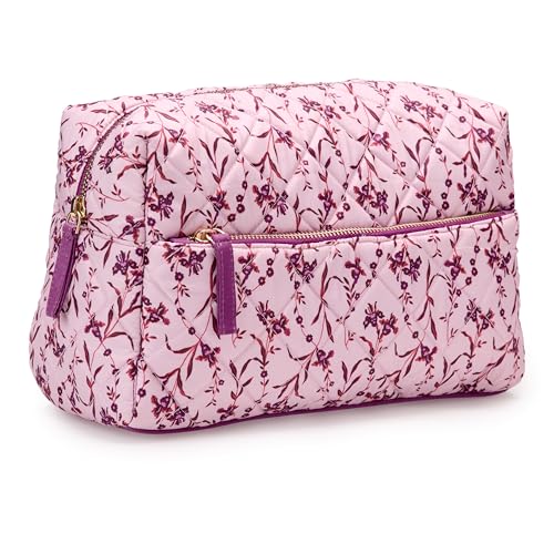 Amazon Essentials Quilted Travel Makeup Bag with Mesh Compartments