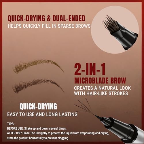 Essorall Brown 2-in-1 Microblading Eyebrow Pencil for Natural Fuller Brows