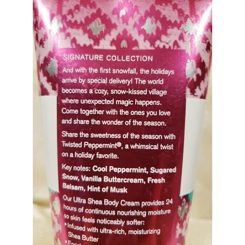 Bath & Body Works TWISTED PEPPERMINT 24 Hour Moisture Ultra Shea Body Cream 8 oz / 226 g