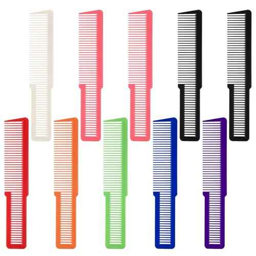 10 PCS Barber Combs, Hair Cutting Combs Professional Fine Tooth Comb Flat Top Clipper Comb Blending Hairstylist Essentials Hairdressing Salon Set for Women Men Hair Styling (Eye-Catching Colors)