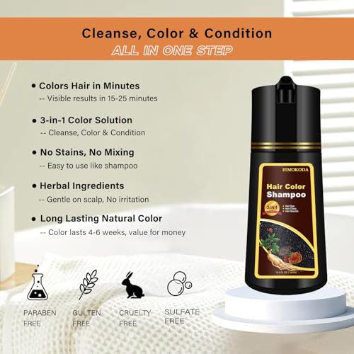 Dark Red Hair Dye Shampoo for Gray Coverage, 16.9 Fl Oz