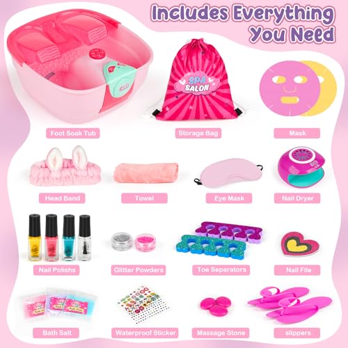 Kids Foot Spa & Nail Art Kit - At-Home Spa Experience for Girls
