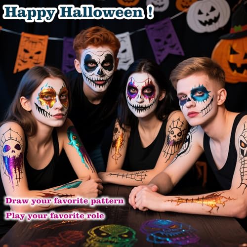 12 Colors Metallic Glitter Face Paint Pens, Washable