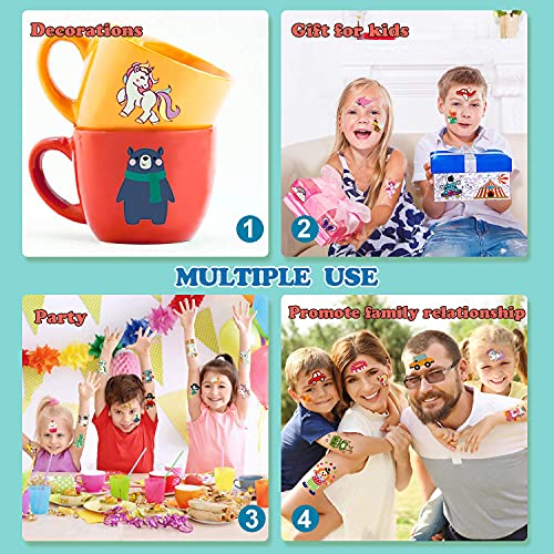 Luminous Temporary Tattoos for Kids, 380 Mixed Designs (30 Sheets)