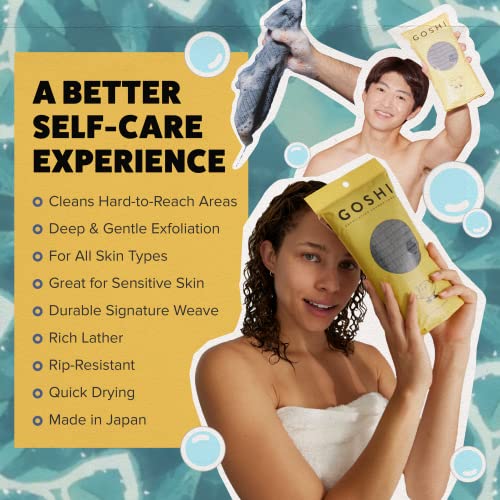 GOSHI Exfoliating Shower Towel - Long Body Scrubber for Back Acne