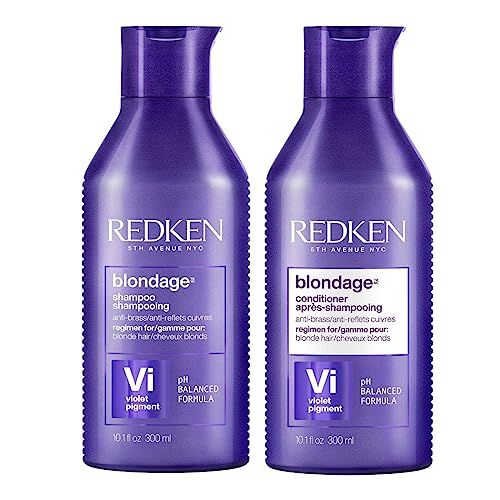 Redken Blondage Purple Shampoo and Conditioner Set For Blonde & Highlighted Hair - Neutralizes Brass & Moisturizes Hair With Pure Violet Pigments, Color Depositing, 10.1 Fl Oz (Pack of 2)