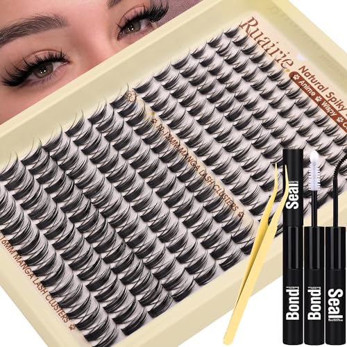 Fairy Lashes Clusters Kit Manga Eyelash Clusters Natural Cluster Eyelash Extensions Wispy Lash Clusters Kit Spiky Cluster Lashes 10-16mm 208pcs Eyelash Extension Kit (Bond Seal and Tweezers)