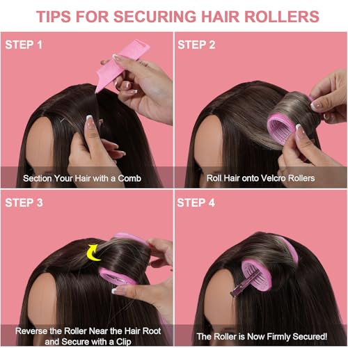 Hair Rollers 38-Piece Kit, 4 Sizes with Clips & Comb