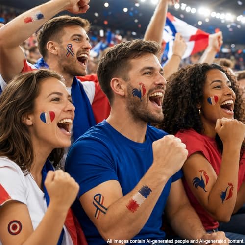 France Flag Temporary Tattoos for Soccer Fans 2026