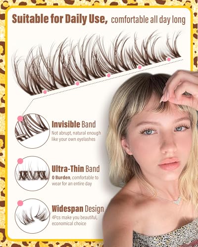 Brown Spider Lash Clusters CD-Curl 8-14MM Invisible Band