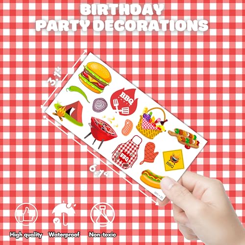 BBQ Temporary Tattoos for Kids - 96 PCS (8 Sheets)