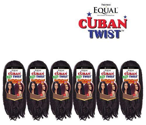 Freetress Equal Synthetic Hair Braids Double Strand Style Cuban Twist Braid 16" (6-PACK, 4)