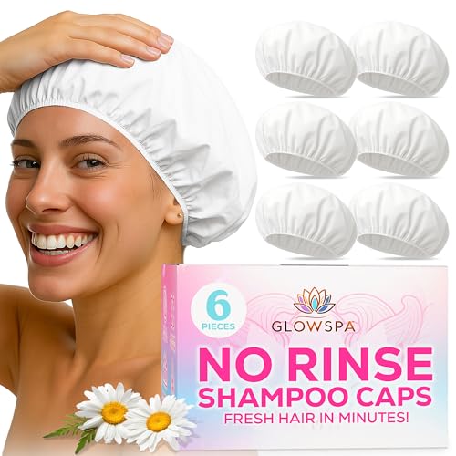 No Rinse Shampoo Caps (Pack of 6) ? Rinse-Free Shower Cap for Elderly, Bedridden Patients, Travel, Hospital, or Camping ? Waterless Hair Wash Solution