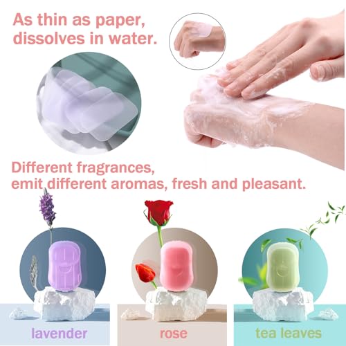 4 Boxes (200 Sheets) Hand Washing Soap Sheets for Outdoor Travel,Portable Hiking Washing Hand Paper Soap for Travel, Party, School, Camping