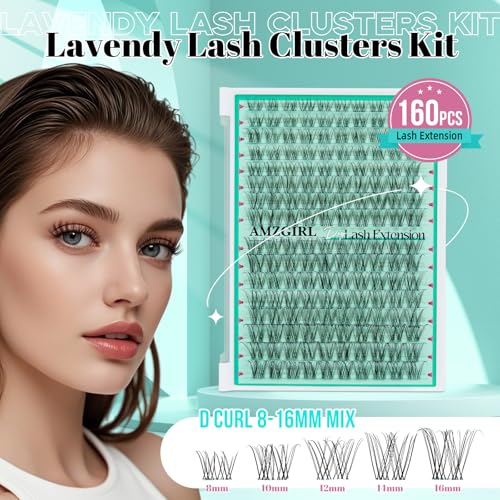 Lash Clusters 160PCS D Curl 8-16mm Invisible Band Eyelashes
