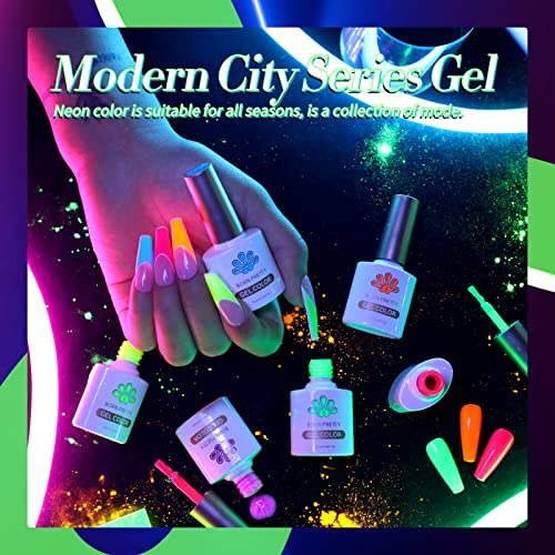 Born Pretty Gel Nail Polish Halloween Neon Gel Nail Polish Set Fluorescent Gel polish Orange Hot Pink Blue Yellow Green Purple Vibrant Soak Off UV LED Gel Nail Polish Nail Art 7ml 6pcs