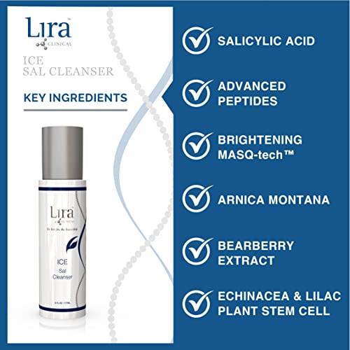 Lira Clinical ICE Sal Cleanser ? Salicylic Acid Face Wash with Plant Stem Cells, Echinacea and Peptides ? Cooling Exfoliating Facewash ? Gentle Clarifying Travel Size Daily Facial Cleanser - 6 Oz