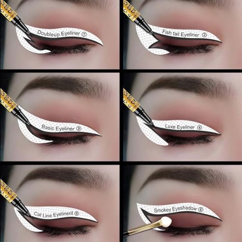 12 Pairs Eyeliner Stencil & Eyeshadow Template Stickers