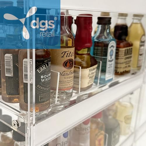 Mini Liquor Bottle Display Case with Adjustable Shelves & Lock, 50ml Nips Organizer