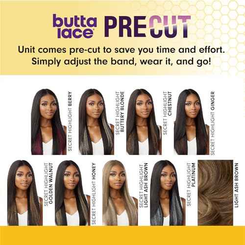 Sensationnel Butta Lace Precut Wigs - Unit 1 Glueless Extra Wide 5 Inch Deep Parting Synthetic Pre Tweezed Smaller Knot Hairline (SH/HONEY)