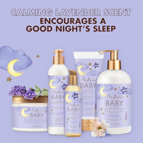 Shea Moisture Baby Care Set ? Relaxing Nighttime Shampoo & Bath Milk + Body Cream for Delicate Skin, Manuka Honey & Lavender (2 Piece Set)