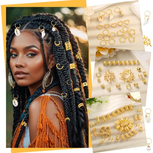 320pcs Gold Hair Jewelry Set for Braids, Locs & Dreadlocks