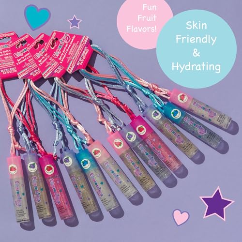 12pc Fruit Flavored Lip Gloss Necklace Set - Party Favors