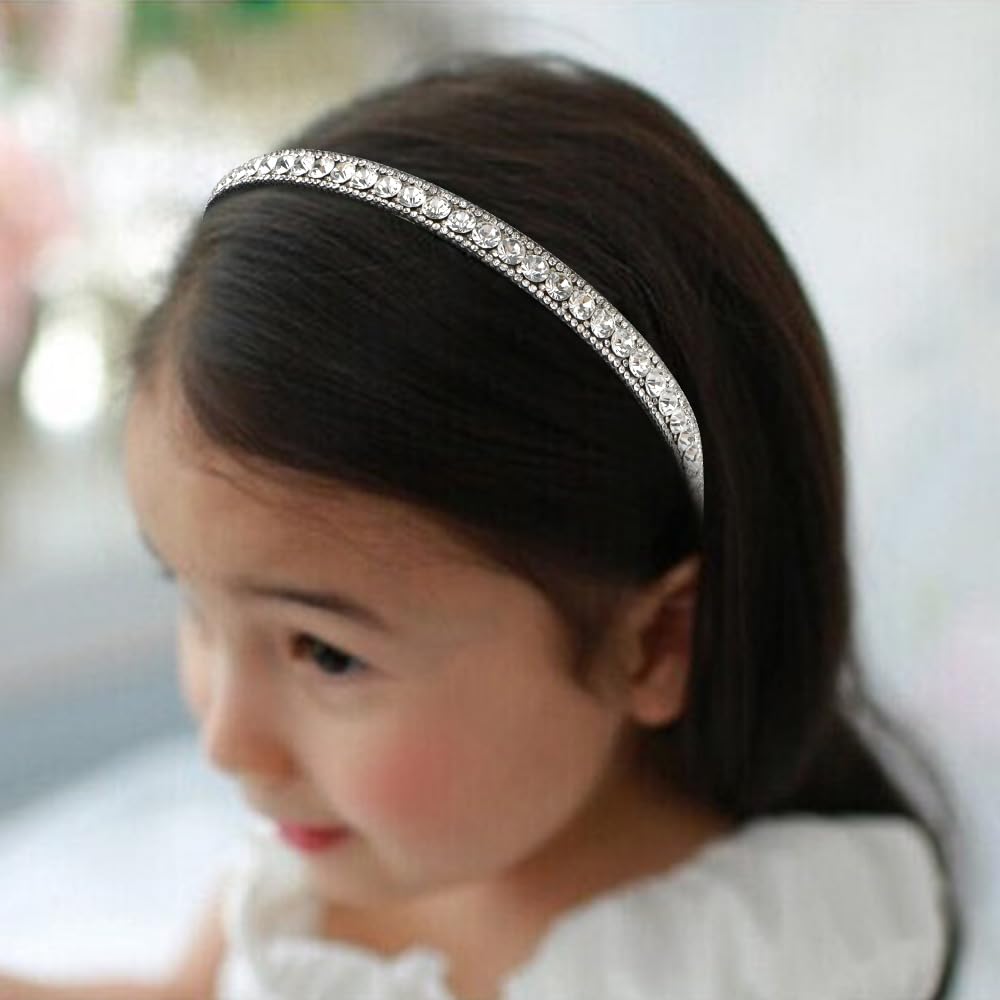 FASOTY Rhinestone Headband Silver Women Girls Fashion Handmade Sparkly Crystal Diamond Bling Headbands Hair Hoops Headband Beaded Jeweled Hairband Hair Accessories