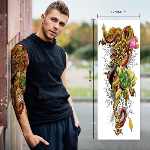 Full Arm Temporary Tattoo Sleeves - 12 Waterproof Sheets