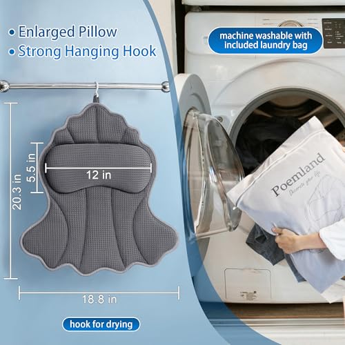Bath Pillow for Tub with 4D Mesh & Ergonomic Support