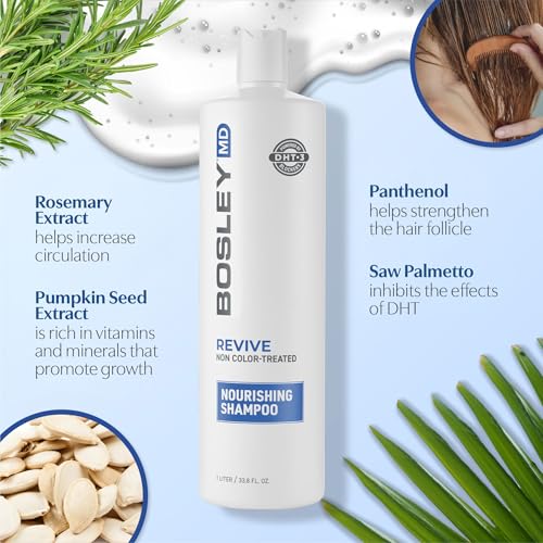 BosRevive Rosemary Nourishing Shampoo for Thinning Hair 33.8oz - Sulfate-Free, DHT & Pollution Removal