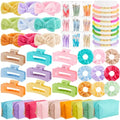 Zeyune 54 Pcs Gifts Sets Bulk for Tween Teen Women Preppy Party Favors Set Preppy Makeup Bag Hair Pin Scrunchies Headbands Bracelets Trendy Stuff Gift for Women Friend Birthday Present(Classic Color)