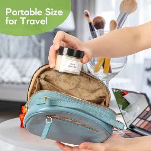 2 oz Clear Glass Jars with Lids 24Pack, Small Jars with Inner Liners for Sample, Powder, Cream, Lotion and Ointments with Stickers & Spatulas Included