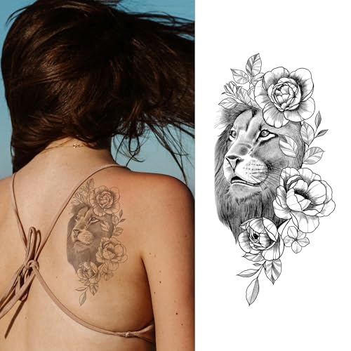 Temporary Tattoos Lion and Wolf - 3 Sheets Waterproof