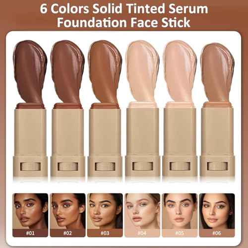 Beauty Balm Serum Boosted Skin Tint, Foundation Stick, Tinted Moisturizer for Face, Full Coverage Foundation, Concealer Stick for Foundation Makeup, Contour Sticks for Face Makeup, Dewy Finish (#03)