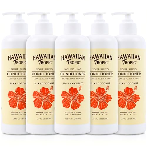 Hawaiian Tropic Nourishing Conditioner 5 Pack, 380ml Bottle, Silky Coconut Scent, SLS Free, Paraben Free, Hotel Bathroom Amenities, Bulk Size, Air Bnb, Guest Bathroom Essentials, Airbnb