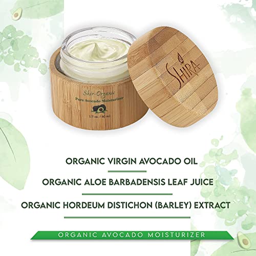 Shira Shir Organic Avocado Moisturizer for dry Mature Skin, 24-Hour Hydrating Face Cream Infused with Vitamins A, B, D, and E for Nourished Skin, Face Moisturizer Cream (15ml)