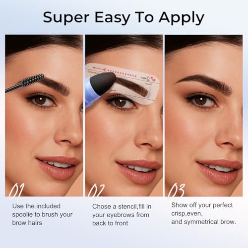 Eyebrow Stamp Kit with 10 Stencils & Waterproof Brow Cream
