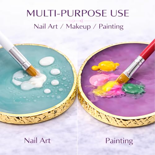 Resin Nail Art Palette with Gold Edge - Gel Polish Mixing Board