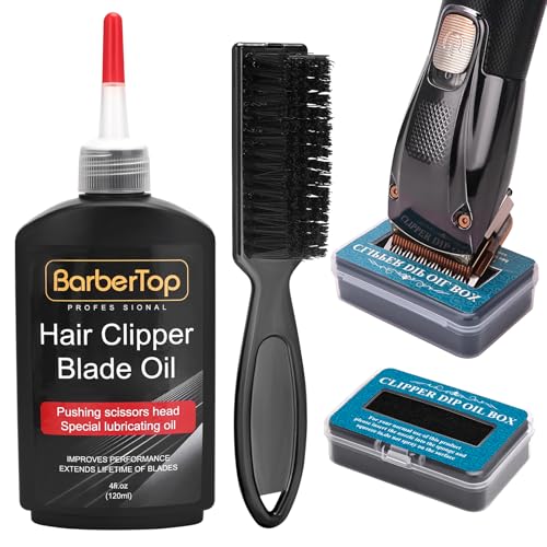 BarberTop Hair Clipper Oil Set with Brush and Dip Box