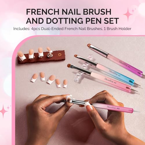 MelodySusie Multicolor 4Pcs French Nail Brush & Dotting Pen Set #10-16