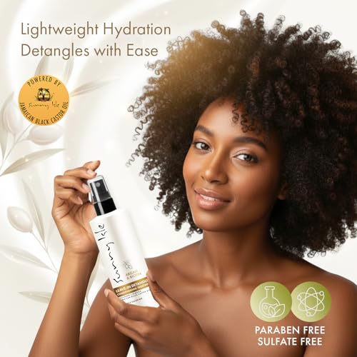 Sunny Isle Argan & Biotin Leave-In Detangler Conditioner - Collagen, Almond Oil, Castor Oil - 8 oz